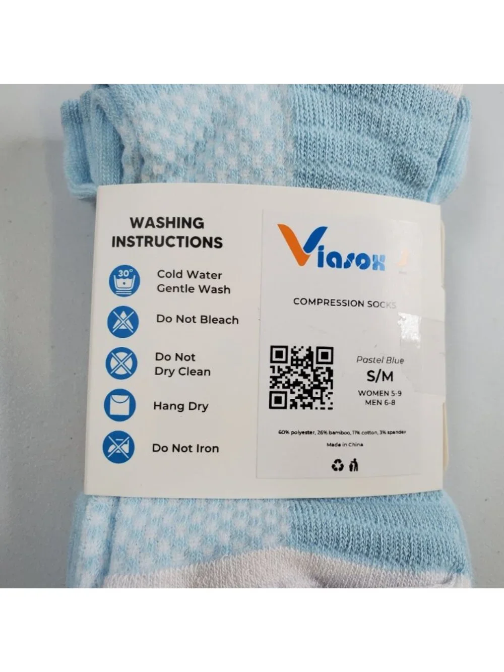 Viasox Easy Stretch Compression Socks Women Size S - M NWT Pastel Blue Bamboo